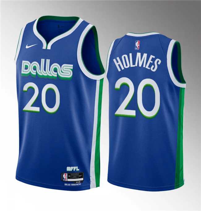 Mens Dallas Mavericks #20 Richaun Holmes Blue 2023 Draft City Edition Stitched Basketball Jersey->dallas mavericks->NBA Jersey